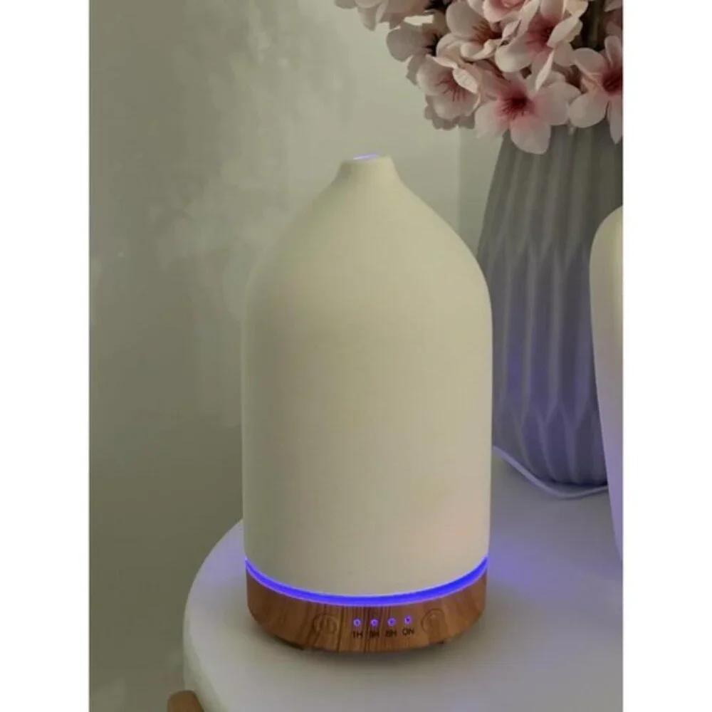 New 200ML Ceramic Essential Oil Diffuser Ultrasonic Aromatherapy Humidifier LED - Picture 9 of 10